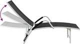 Black Adjustable Length Outdoor Chaise Lounge Chair 23.8 x 76 x 37.8 in UV Textilene Fabric Aluminum Frame Portable - Photo 7