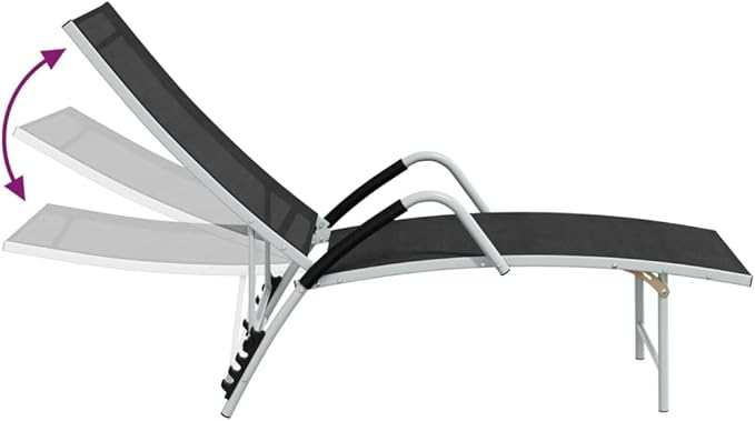 Adjustable Outdoor Chaise Lounge Chair Black Powder-Coated Aluminum Textilene Reclining Sun Lounger 23.8x76x37.8 in - Photo 7