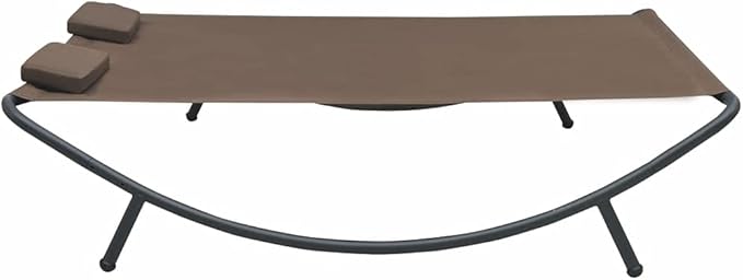 Double Chaise Lounge Outdoor with Adjustable Canopy and Pillow Extra Large Patio Hammock Bed Wheeled for Outside - Photo 4