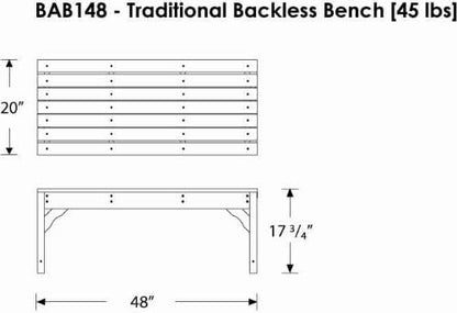POLYWOOD Traditional Garden 48-Inch Backless Bench, Mahogany