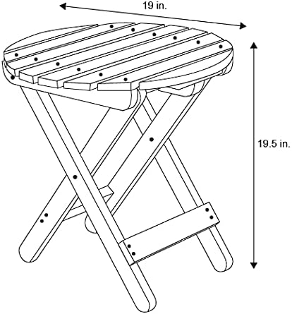 Shine Company Round Wooden Folding Solid Wood Side Table, Outdoor Adirondack Small Patio Table, Natural
