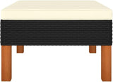 23.6" Square Black Poly Rattan Outdoor Ottoman Cube, 12.6" H Patio Seating Stool with Water-Resistant Cushion - Photo 2