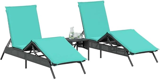 Patio Sun Lounger Set of 2, Adjustable Outdoor Chaise Lounge Chair with Removable Cushion - Photo 3