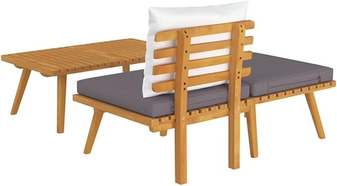 vidaXL 3 Piece Patio Lounge Set - Rustic Acacia Wood Outdoor Furniture with Cushions - Weather-Resistant - Photo 8