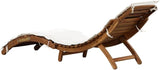 Cream Sun Lounger Outdoor Chaise Lounge, 21.65 x 72.44 x 25.20 Inches Solid Acacia Wood Folding Pool Chair - Photo 3