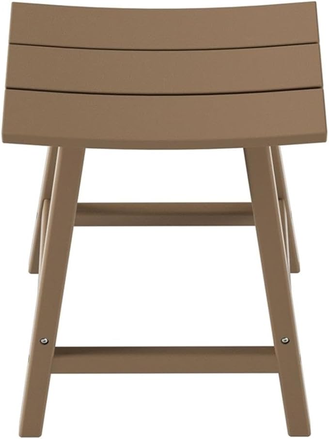 Costaelm All-Weather Bar Stools Set of 2, 24" Height Outdoor Bar Stools, Adirondack Poly Patio Bar Stool for Patio, Deck, Kitchen Counter and Garden, Weathered Wood