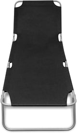 Sun Lounger Black Powder-Coated Steel Beach Chair Patio Sunbed for Balcony Yard 74.4 in Long Foldable - Photo 3