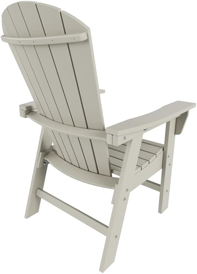 Costaelm Outdoor Adirondack Chair, HDPE Patio Balcony Pool Chair, Modern Front Porch Fire Pit Backyard Chair, Garden Resin Lounge Chair for Outside, Sand