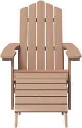 Brown HDPE Adirondack Garden Chair with Detachable Footstool for Patio, Outdoor Relaxation - Photo 4