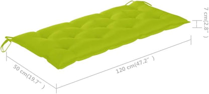 Bright Green Folding Garden Bench with Waterproof Cushion, Natural Bamboo Fiber and 100% Polyester, Portable Outdoor Seating for Patio Terrace
