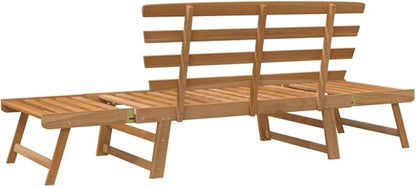 Patio Bench, Bench with Backrest, Garden Bench, Park Bench for Patio, Garden, Yard, Lawn,2-in-1 74.8" Solid Acacia Wood