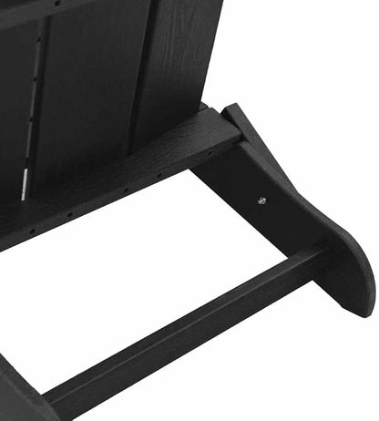 Folding Adirondack Chair Black, Patio Furniture Outdoor Modern HDPE Plastic Foldable Garden Chair with Stainless Steel Frame, Supports 242.5 lbs, Easy Storage for Porch Deck Poolside Backyard