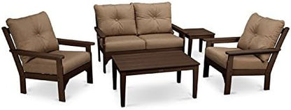 Vineyard 5-Piece Deep Seating Set (White/Navy)