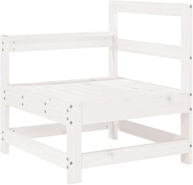 2-Piece Garden Corner Sofa Set, Solid Pine Wood Modular Outdoor Patio Furniture, Rustic White Wooden Seating for Balcony, Terrace, and Backyard, 2-Person Conversation Set