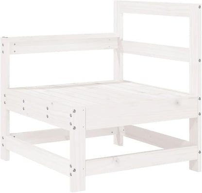 White Outdoor Sectional Loveseat Set 26x24x28 in Rustic Solid Pine & Plywood Garden Corner Couch for Patio Balcony or Small Deck