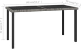 Outdoor Dining Table for Patio Garden, 55-inch Rectangular Poly Rattan Table with Tempered Glass Top - Photo 2