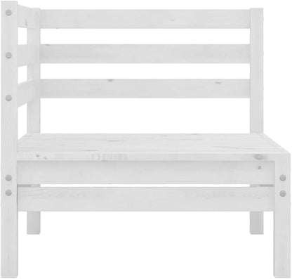4-Piece Patio Lounge Set Solid Pinewood White Outdoor Furniture Set for Garden Balcony Porch with Modular Sofa and Ottoman