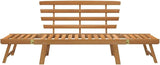 Brown Solid Acacia Wood Large Garden Bench 2-in-1 Convertible Outdoor Daybed with Adjustable Armrests for Patio Balcony - Photo 4