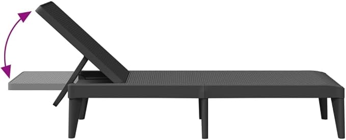 Anthracite Adjustable Chaise Lounge, 73.2"x23.6", UV-Resistant Polypropylene, 4-Position - Photo 7