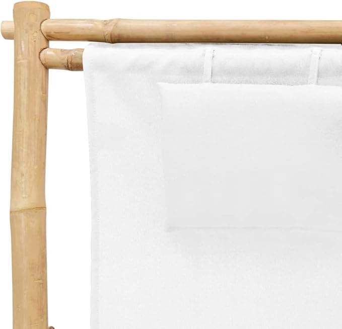 Deck Chair Bamboo and Canvas, Outdoor Patio Furniture, Balcony Chairs, Lounge Chairs, Beach Lounge Chair Outdoor - Photo 8
