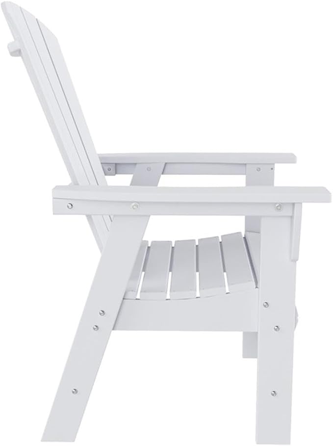Costaelm Outdoor Adirondack Chair, HDPE Patio Balcony Pool Chair, Modern Front Porch Fire Pit Backyard Chair, Garden Resin Lounge Chair for Outside, White