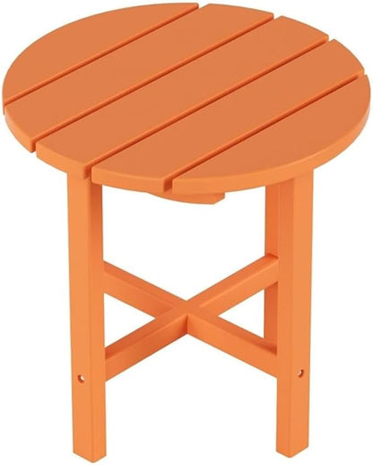 Costaelm Round Outdoor Side Tables, Adirondack Patio Tables for Outside, HDPE Patio End Table Weather Resistant, Balcony Table for Pool, Seaside, Backyard, Porch, Indoor Companion, Orange