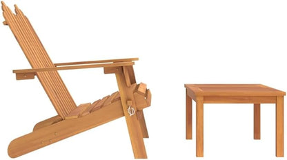 Solid Acacia Wood Foldable Garden Lounge Set of 2 Pieces with Bench and Coffee Table for Outdoor Patio Backyard Relaxation Comfort