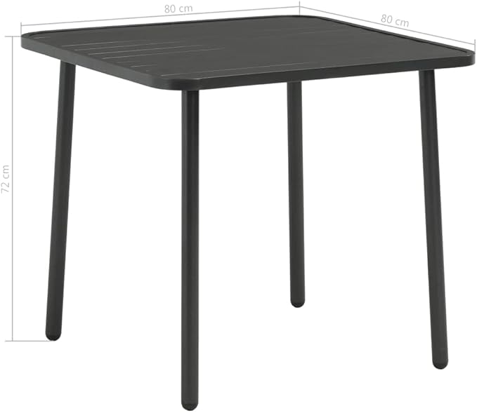 SKM Patio Table Dark Grey 31.5"x31.5"x28.3" Steel