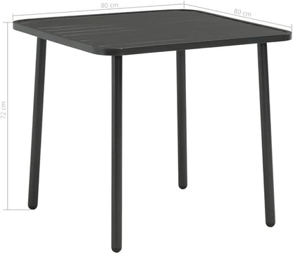 SKM Patio Table Dark Grey 31.5"x31.5"x28.3" Steel