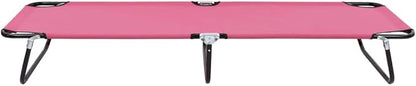 Pink Powder-Coated Steel Large Foldable Sun Lounger with Black Frame, 22.8 Inch Wide Seat, Supports 264.6 lbs, Foldable Design for Outdoor Relaxation, Beach, Garden,