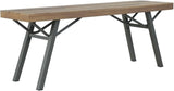 Brown and Gray Solid Acacia Wood and Steel Garden Bench 47.2 Inch Wide Outdoor Seating for Patio and Balcony with - Photo 1
