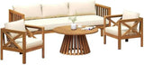 Merax Outdoor 4-Piece Acacia Wood Conversation Set - Patio 3-Seat Loveseat Sofa w/Coushion - Photo 4