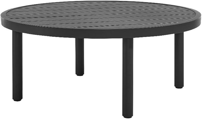 Modway Terrace Round Metal Outdoor Patio Coffee Table in Graphite – 35 Inch Weather-Resistant Coffee Table for Patio - Photo 1