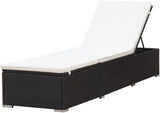 Brown and Cream White Sun Lounger with Adjustable Backrest and Cushion - Photo 4