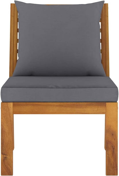 3 Piece Patio Lounge Set with Dark Gray Cushion,Outdoor Club Chairs,Modern Outdoor Chairs,Outdoor Furniture,for The Patio, Porch, Lawn, Garden or Home Furniture, Solid Acacia Wood