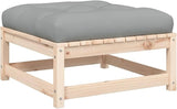 Grey Solid Pine Wood Patio Footstool with Waterproof Cushion - Photo 4