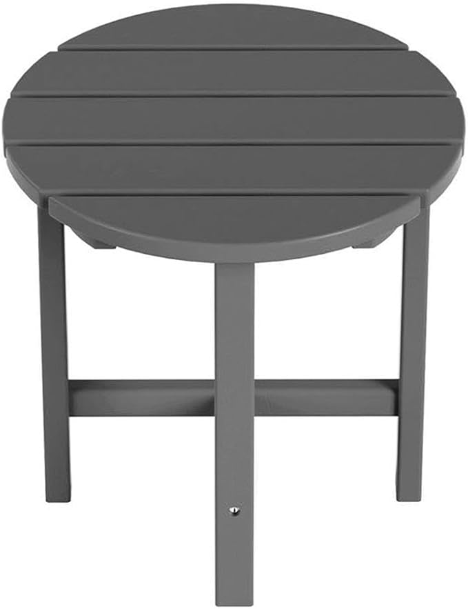 Costaelm Round Outdoor Side Tables, Adirondack Patio Tables for Outside, HDPE Patio End Table Weather Resistant, Balcony Table for Pool, Seaside, Backyard, Porch, Indoor Companion, Gray
