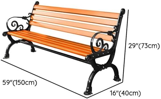 LITFAD Wooden Outdoor Bench Garden Bench with Backrest and Armrest Outdoor Furniture Park Bench for Patio, Lawn, Balcony, Yard, Porch-59 L x 16" W x 29" H,Coffee