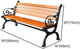 LITFAD Wooden Outdoor Bench Garden Bench with Backrest and Armrest Outdoor Furniture Park Bench for Patio, Lawn, Balcony - Photo 2