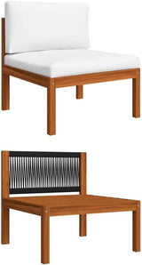 10 Piece Acacia Wood Garden Lounge Set with Weather-Resistant Cushions, Modular Outdoor Patio Furniture for 9 People - Photo 7