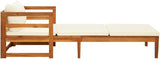 Sun Lounger with Cream White Cushions, Lounge Chair Wooden, Sun Chair, Long Chairs for Outside, Pool Chaise Lounge Chair - Photo 5