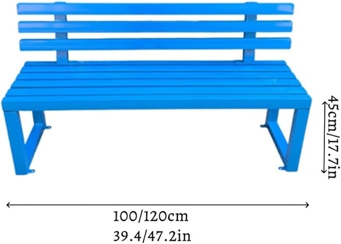 Outdoor Patio Benches, Garden Metal Bench with Backrest, Weatherproof Metal Garden Patio Bench, Bench Yard, Stadium, Scenic Area or Open-Air Seating(Green,120cm/47.2in)