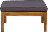 Dark Grey Solid Acacia Wood Outdoor Lounge Set with Cushions and Footrest - Photo 7
