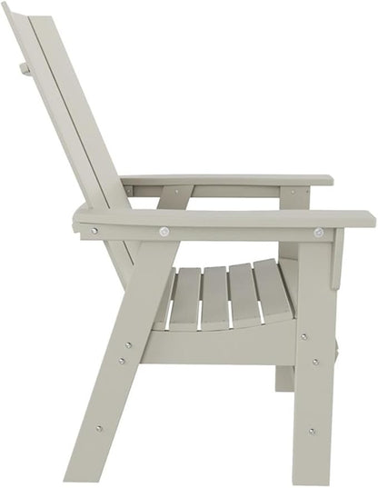 Costaelm Outdoor Adirondack Chair, HDPE Patio Balcony Chairs, Portside Seashell Nautical Curveback Adirondack Chair and Fire Pit Chairs, Sand