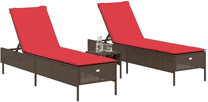 Brown Outdoor Chaise Lounge 5-Pos Recline UV Rattan 21.5"x30.7"x15" Patio Garden - Photo 2