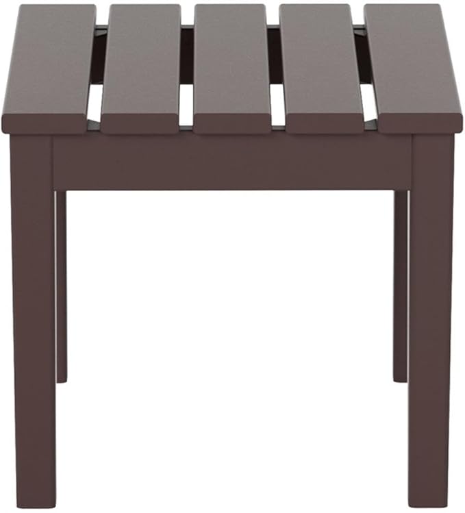 Costaelm Small Outdoor Side Table, Patio End Table Weather Resistant Outdoor Coffee Table, Square Conversation Table for Indoor, Porch, Balcony, Garden, Poolside, Deck, Dark Brown