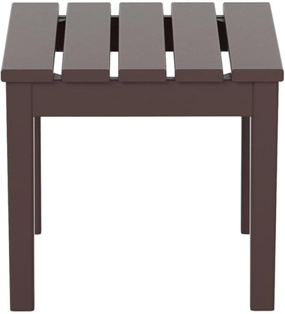 Costaelm Small Outdoor Side Table, Patio End Table Weather Resistant Outdoor Coffee Table, Square Conversation Table for Indoor, Porch, Balcony, Garden, Poolside, Deck, Dark Brown