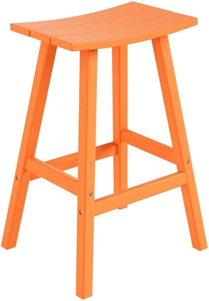 Costaelm All-Weather Outdoor Bar Stools, 29" Height Patio Stools & Bar Chairs, Adirondack Poly Patio Bar Stool for Patio, Deck, Kitchen Counter and Garden, Orange