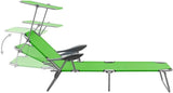 Green Outdoor Chaise Lounge 74"x28" Powder-Coated Steel Folding Sun Lounger Adjustable Backrest 264 lbs Capacity for - Photo 4