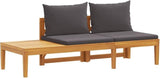Outdoor Garden Bench with Integrated Table, 2-Person Acacia Wood Seating, Patio Loveseat with Plush Cushions, Dark Grey - Photo 2